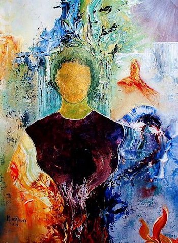 acrylverf tafereel door expressionist Marianne de Ridder