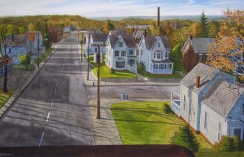 Stefan Bleekrode dorpzicht aquarel schilderij