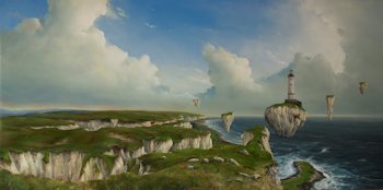 surrealistich landschap olieverf schilderij